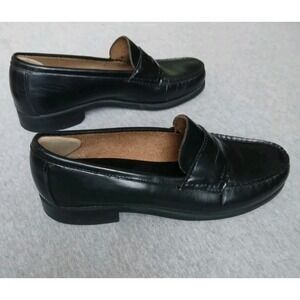 Bass Weejuns Womens 7.5 M Penny Loafers Leather Comfort Black Slip On Preppy